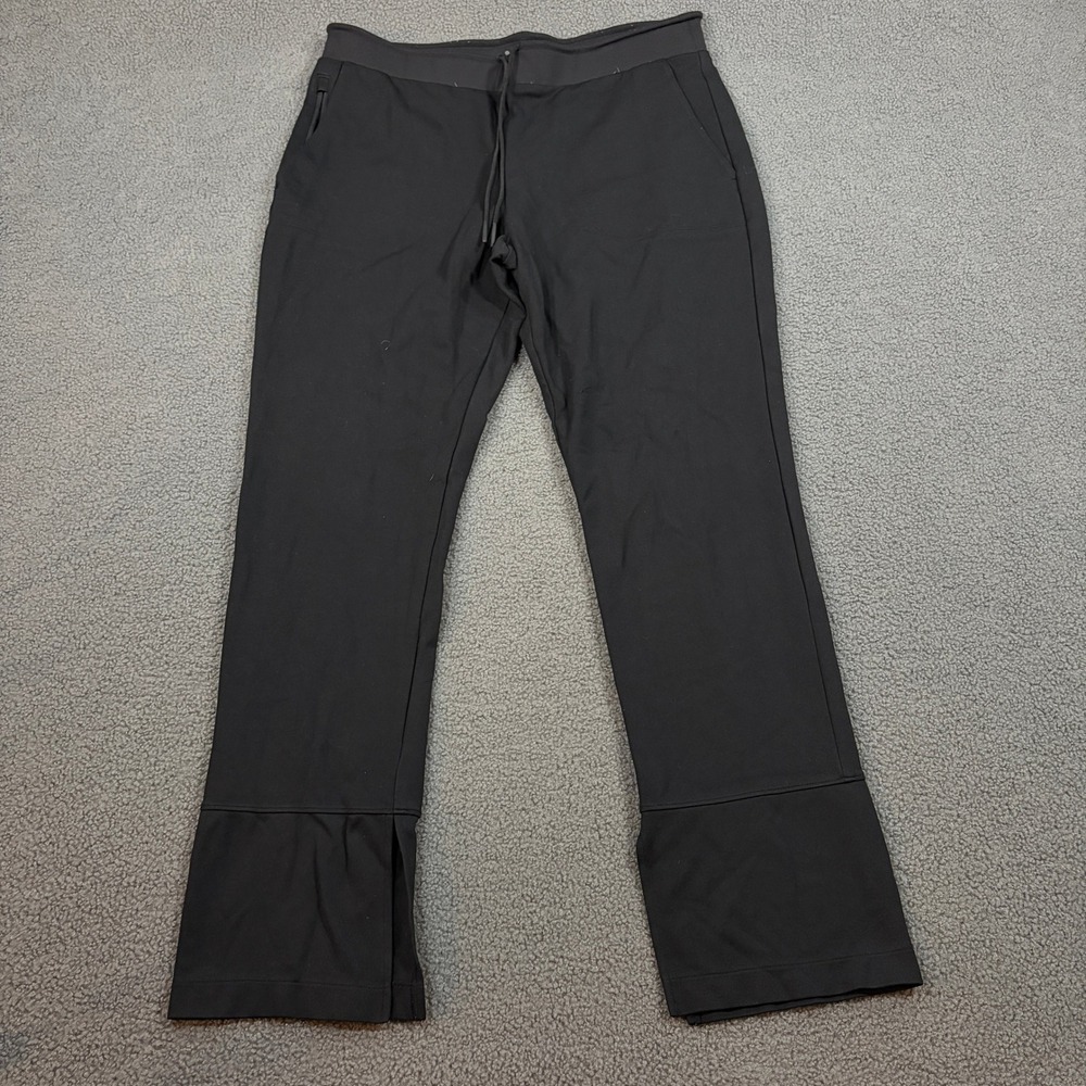 Athleta Hermosa Pant Womens Large Black Split Hem Wide Leg Modal Stretch 599720